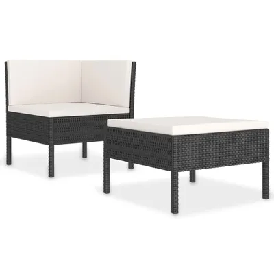 Produktbild von vidaXL 2-tlg. Garten-Lounge-Set mit Auflagen Poly Rattan Schwarz