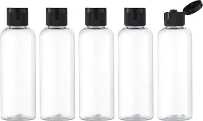 Obrázek produktu pro Sada cestovních lahviček o objemu 100 ml s odklápěcím uzávěrem – 4 ks – prázdné dávkovací nádobky na kosmetiku – průhledné cestovní lahvičky 100 ml