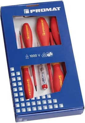 Produktbild von Schraubendreher-Satz slim 7-teilig Schlitz / PH Schneiden/Spitzen phosphatiert VDE