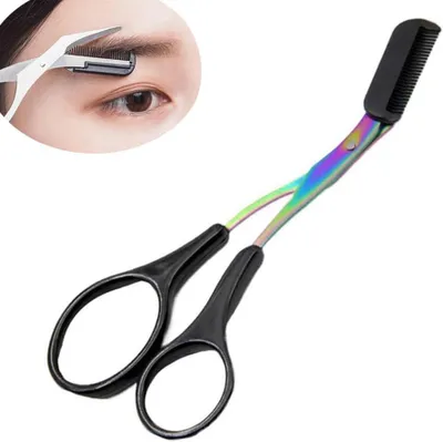 Produktbild von Augenbrauenschere aus Edelstahl mit Kunststoffkamm, 12,7 cm, für die Augenbrauenpflege
