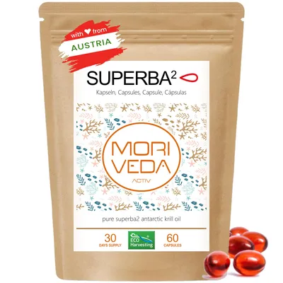 Produktbild von SUPERBA Krillöl Softgel Caps I  Omega 3, 6, Astaxanthin, Antioxidantien & Vitamin E I 60 Softgels