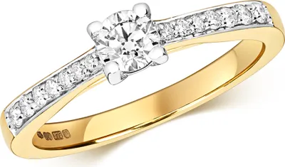 Produktbild von Funkelndes Feuer 9 Karat (375) Gold Solitär Verlobung Diamant Damenring Brillant-Schliff 0.50 Karat H - I1, 49 (15.6); TRS321319KYRSJ