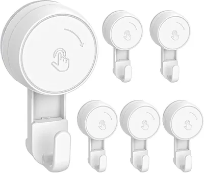 Produktbild von 6er-Pack Saugnäpfe mit Haken, wiederverwendbar bis 5 kg, ohne Bohren, für Badezimmer