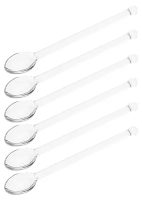 Productafbeelding van Glazen lepelset - 6-delig, hittebestendig - geschikt voor koffie, thee, cocktails en desserts - transparant, 14 cm lang