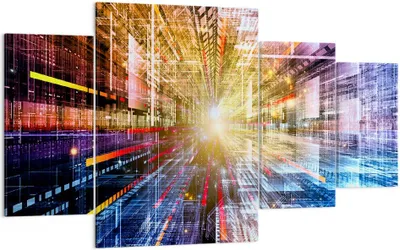 Produktbild von Bild auf Leinwand - Leinwandbild - Grafik Computer Raum Geometrie - 160x90cm - Wand Bild - Wanddeko - Leinwanddruck - Bilder - Kunstdruck - Wanddekoration - Leinwand bilder - Wandkunst - DL160x90-2350