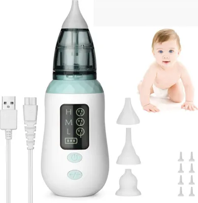 Produktbild von Baby Nasensauger Elektrischer USB Lade Nasenschleimentferner mit 5 einstellbaren Saugstufen und 3 Spitzen, Baby Nasenreiniger