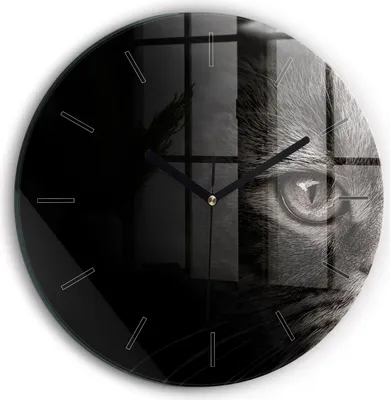 Produktbild von Wallfluent Wanduhr – Stilles Quarzuhrwerk - Uhr Dekoration Wohnzimmer Schlafzimmer Küche - Zifferblatt mit Striche - schwarze Zeiger - 30 cm - Schottenhund und Katze