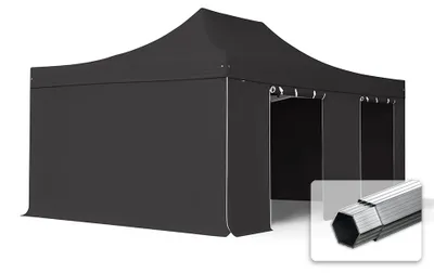 Produktbild von TOOLPORT 4x6m Aluminium Faltpavillon, inkl. 4 Seitenteile, schwarz