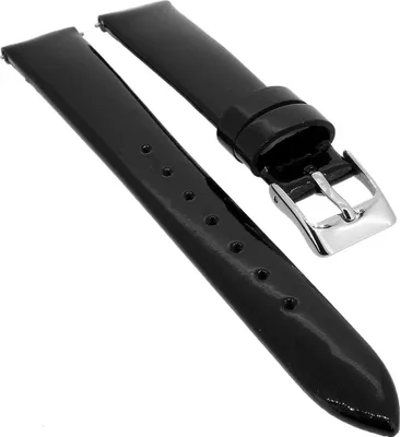 Produktbild von Minott > Uhrenarmband Lack aus Leder schwarz Easy Click > 33112, Stegbreite:14mm, Schließe:Silbern