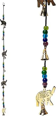 Image de Cordon Décoration Cloches Avec 4 Éléphants - 80cm