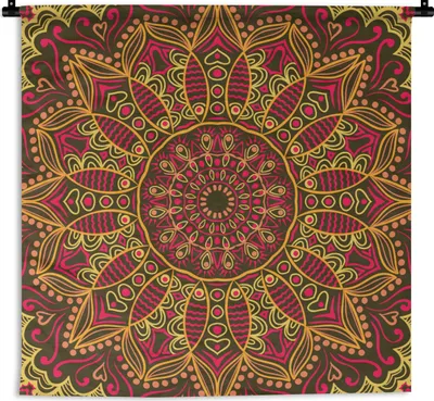 Produktbild von MuchoWow® Wandteppich Wandbehang Muster - Mandala - Pflanzen 60x60 cm Tapisserie Dekoration Wandtuch - Dekorationen - Wand Decke