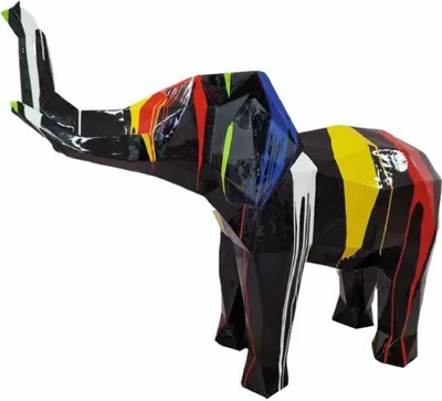 Produktbild von Casa Padrino XXL Deko Skulptur Elefant Schwarz / Bunt 176 cm - XXL Garten Figur