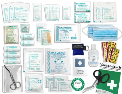 Produktbild von Komplett-Set Erste-Hilfe KITA PLUS 2 nach aktueller DIN/EN 13157 für Betriebe inkl. Hygiene-Gel & Notfallbeatmungshilfe