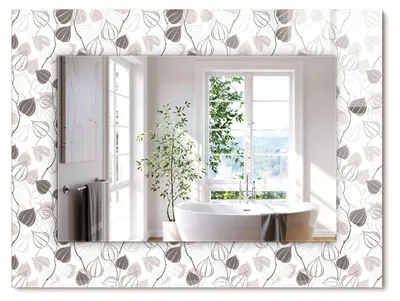 Produktbild von Blatt-Muster – Rechteckiger Spiegel mit Druck 80x60 cm – Modern - Dekorativ für die Wand