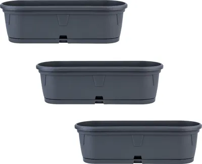 Produktbild von 3x Blumenkasten länglich 50cm anthrazit
