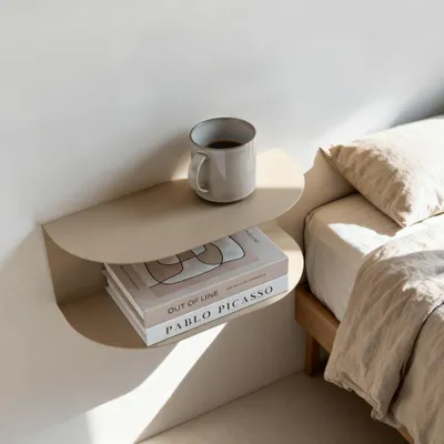 Immagine prodotto di Comodino sospeso - Set di 2 - Beige - 40 x 20 cm - Metallo