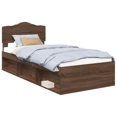 Image de vidaXL Cadre de lit marron aspect chêne 100 x 200 cm Pin massif
