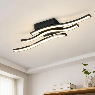 Immagine prodotto di ZMH LED plafoniera camera da letto plafoniera camera da letto lampada nera 18W lampada soggiorno 3000K onde moderna lampada cucina interno bianco caldo lampada corridoio, Immagine generata dall'IA