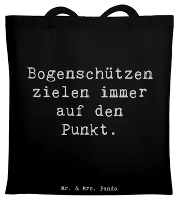 Produktbild von Mr. & Mrs. Panda Tote Bag Spruch Bogenschützen Fokussierung - Schwarz - Geschenk, Konzentration, Laptoptasche, Zielgenauigkeit, Leidenschaft, Sportler Geschenke, Tasche