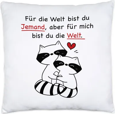 Produktbild von Für Die Welt Bist Du Jemand Aber Für Mich Bist Du Die Welt Kissen Gedicht Liebling Liebe Lieblingsmensch Katze
