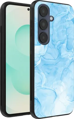 Produktbild von Smartphonica Handytasche Passend für Samsung Galaxy S25 Plus mit Marmordruck - TPU Rückendeckung Fall Marmor Design - Hellblau