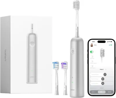 Produktbild von Elektrische Schallzahnbürste mit Oszillation & Vibration, 3 Bürstenköpfe, App-Steuerung, IPX7 wasserdicht & magnetisch aufladbar