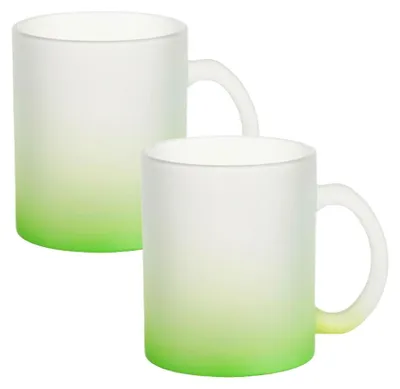 Produktbild von Plottermarie Sublimationsrohlinge Sublimations-Glasartikel für personalisierte Geschenkideen – Sublimationsrohlinge, Fotogeschenke, Personalisierung Glastasse farbig Green 2er Set