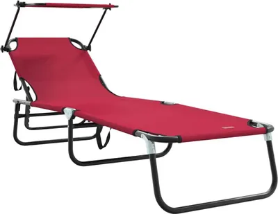 Zdjęcie produktu dla vidaXL Składany leżak, czerwony, 190 x 57 x 81 cm, Oxford