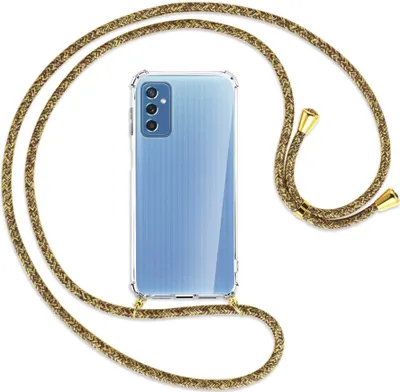 Produktbild von Handykette Backcover-Schutzhülle mit Band (Metall goldfarben) für Samsung Galaxy M52 5G (M526) - braun+beige