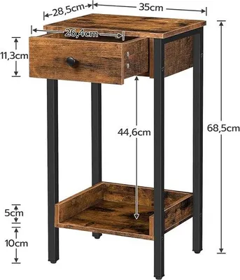 Obrázek produktu pro Noční stolek 28,5 × 35 × 68,5 cm, tmavě hnědé dřevo