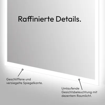 Produktbild von LED Badspiegel 50×70 cm, Aluminiumrahmen, Lichtfarbe neutralweiß, IP24