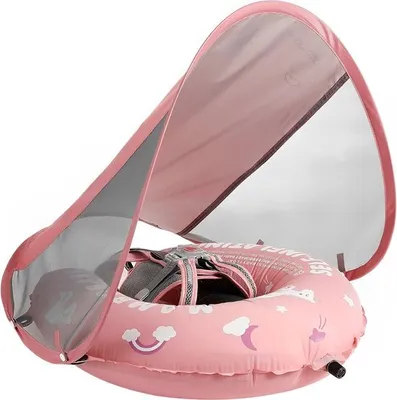 Produktbild von HECCEI – Mambobaby – Schwimmring mit Baldachin – Auto aufblasbar – 3–24 Monate – Rosa