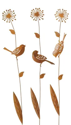 Produktbild von Gartenstab Jada Blume 3sort Eisen rost H.46 cm 3er Set