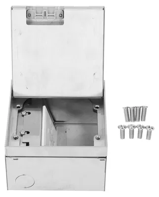 Produktbild von Bodeneinbausteckdose, zwei 3-polige Steckdosen, USB-Typ-C-Schnellladeanschlüsse, Edelstahl-Anschlussdose, wasserdichte Steckdose