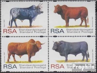 Produktbild von Briefmarken Südafrika 1997 Mi 1079-1082 Viererblock (kompl.Ausg.) gestempelt Afrikanische Rinderrassen