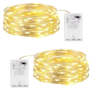 LED-Lichterkette, 50 warmweiße LEDs, 5 m, Kupferdraht, batteriebetrieben