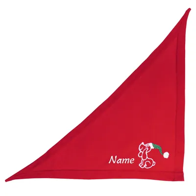 Produktbild von Besticktes Weihnachts 50 cm Hundehalstuch Weihnachtshund + Name des Hundes rot