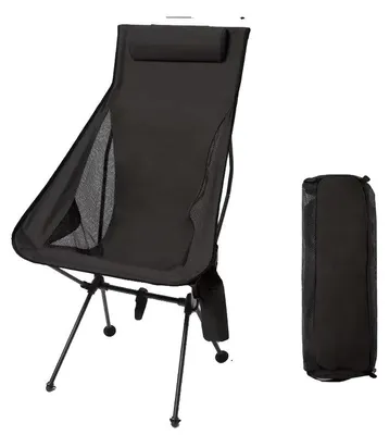Immagine prodotto di Sedia da campeggio, portatile e pieghevole, struttura resistente, nera