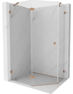Obrázek produktu pro Mexen Lunar pentagonální sprchová kabina otočná levá 100 x 90 cm, transparentní, kartáčovaná měď