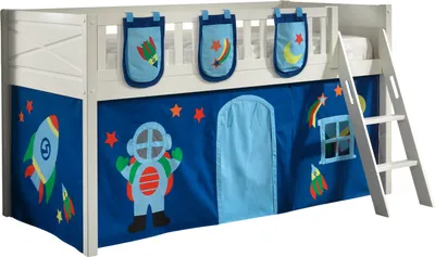 Produktbild von Spielbett >SCOTT< in Weiß Textilset Astro - 207,6x114x134,7 (BxHxT)