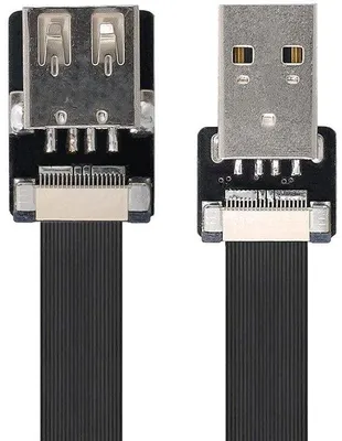 Image de Câble d'extension USB avec connecteur FPC flexible - 20 cm - noir