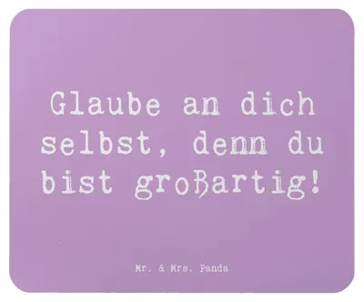 Produktbild von Mr. & Mrs. Panda Mauspad Spruch Selbstvertrauen stärken - Lavendeltraum - Geschenk, positive Energie, laptop, Motivation, Mousepad, ermutigend, Zuversicht, pc, Trost, Mut