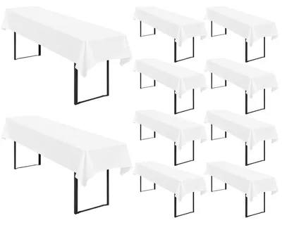 Image de Nappe pour table de bière, lot de 10, blanche, 100 x 250 cm, imperméable, en polyester