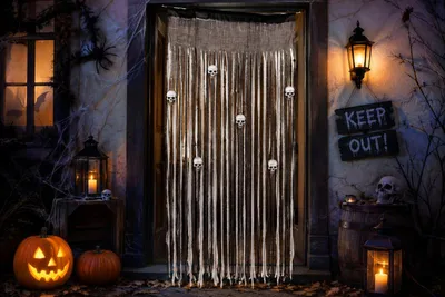 Produktbild von Halloween Türvorhang mit Schädeln 65 x 185 cm – Grusel Wanddeko
