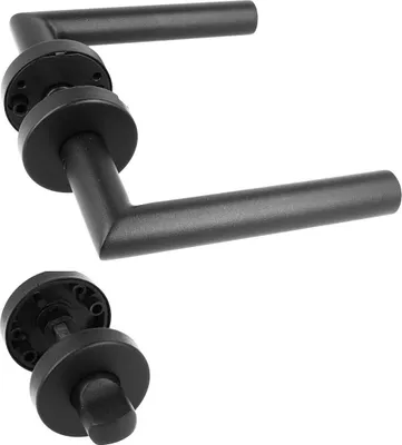 Produktbild von Türgriff Türklinke Türdrücker Türbeschlag Edelstahl Schwarz Matt Black Line Soft WC - Bad