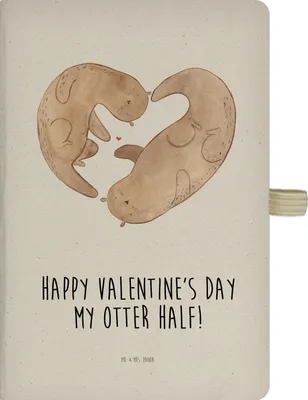 Produktbild von Mr. & Mrs. Panda Notizbuch A5 Otter Valentine - Transparent - Geschenk, Reisetagebuch, Hochzeitstag, für Freundin, Valentinstag, Kladde, Partner, Frauen, Adressbuch