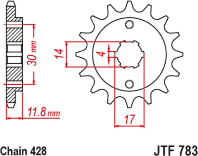Produktbild von JT SPROCKETS Stahl Standard Kettenrad 783 - 428