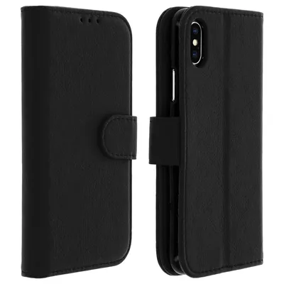 Image de Avizar, étui de protection en simili cuir pour Apple iPhone XS / X, couleur noire