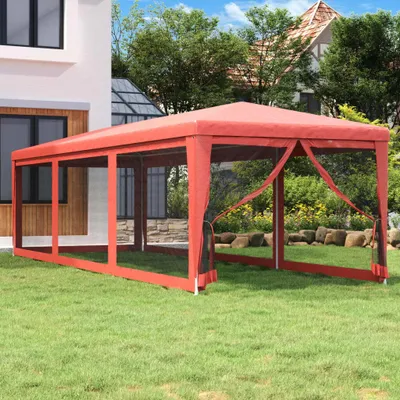 Obrázok produktu pre Maison Exclusive – Párty stan s 8 bočnými stenami zo sieťoviny, červený, 3 x 9 m, HDPE