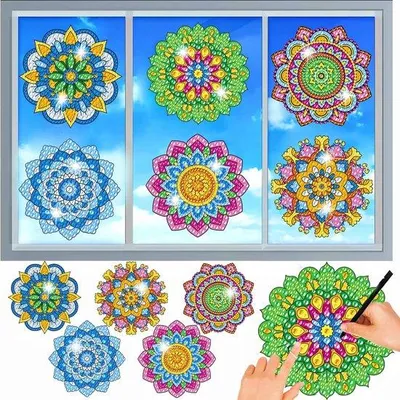 Obrázek produktu pro 6-teilige Glas-Mosaik-Sticker Suncatcher Mandala Kunst